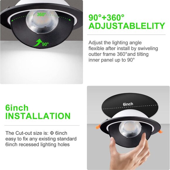 Recessed LED Gimbal Light 6 inch Pack of 6 - Picture 4 of 7